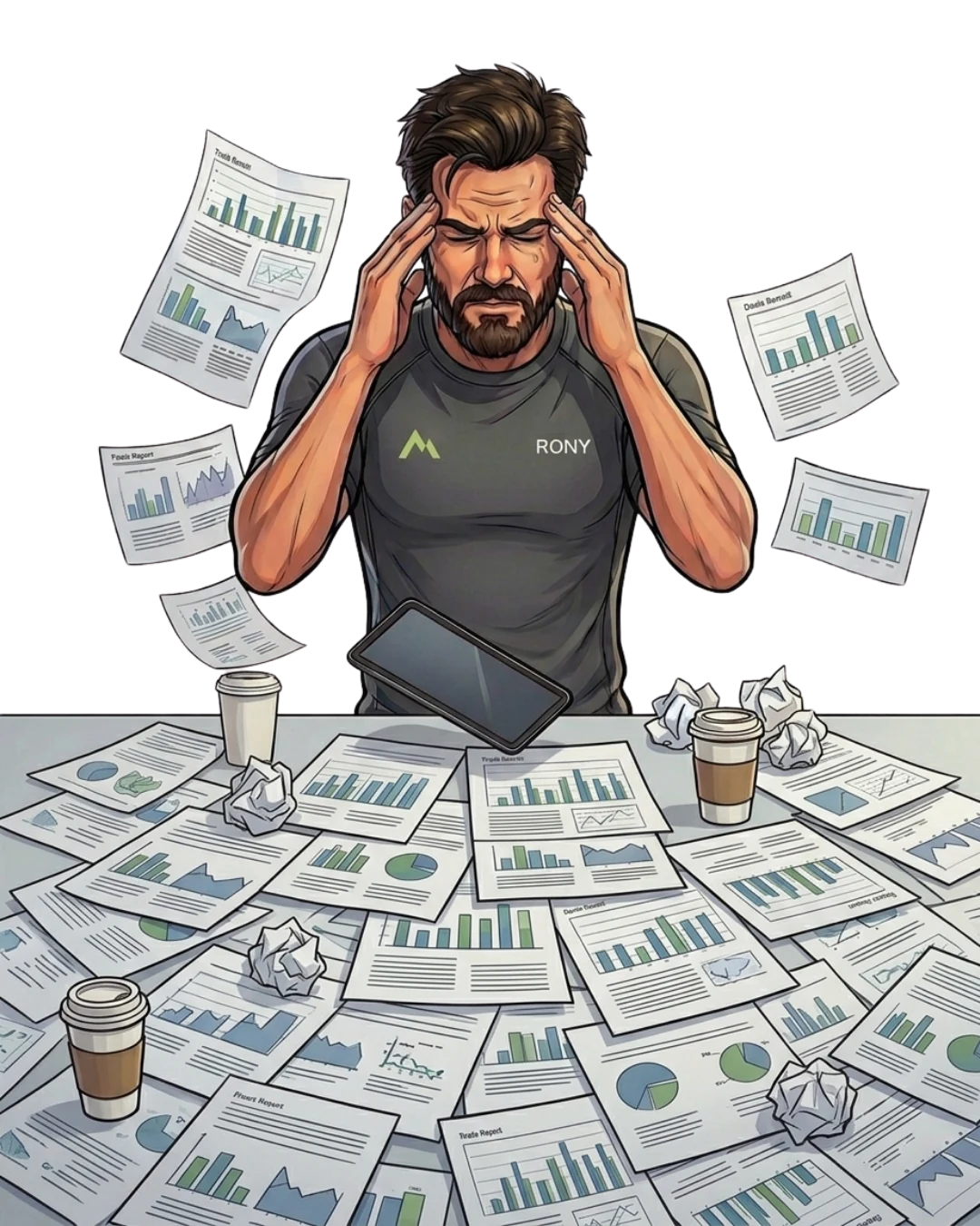 Rony buried in paperwork