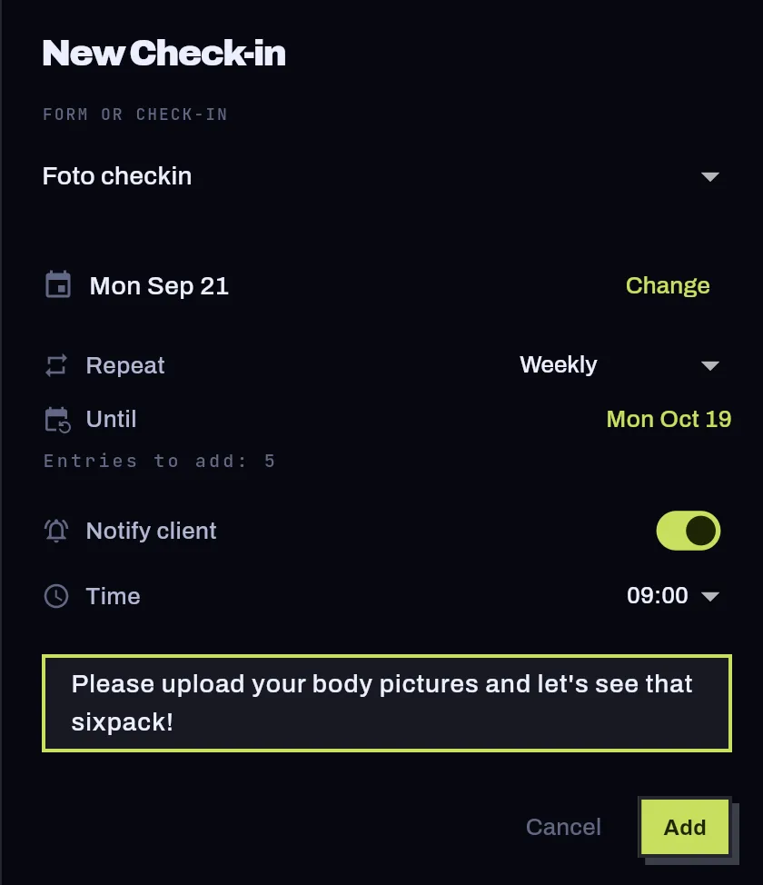 A recurring photo check-in