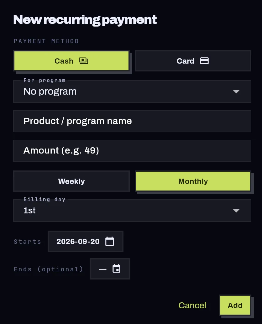 A new recurring payment