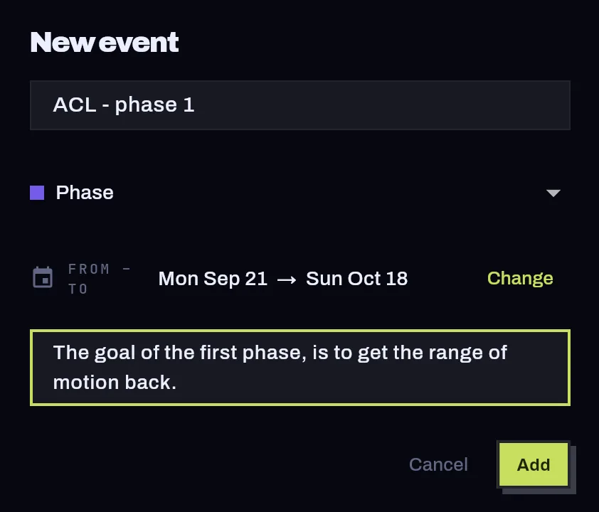 A training phase with its goal